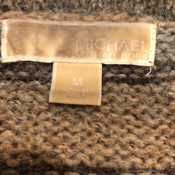MICHAEL Michael Kors Cardigan Sweater Size Medium Gray Brown Striped Hoodie - Picture 5 of 10